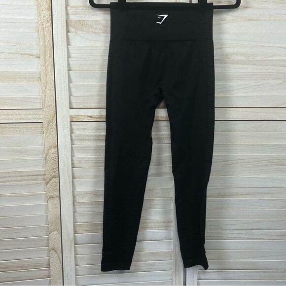 Gymshark Lasercut Perforated Black Workout Leggings Medium - Picture 3 of 11